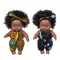 Afrikanische Schwarz Baby Spielzeug mit Lockiges Haar Weihnachten Simualtion Cartoon Puppe P31B