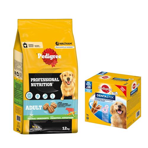 12 kg Pedigree Professional Nutrition Adult + 56 Stück Dentastix zum Sonderpreis! - mit Rind &...