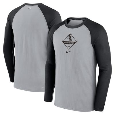 Nike Grau/Schwarz Chicago White Sox Game Authentic Collection Performance Raglan-Langarm-T-Shirt für Herren Image