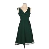 J.Crew Cocktail Dress - Bridesmaid V-Neck Sleeveless: Green Solid Dresses - Women's Size 0 Petite