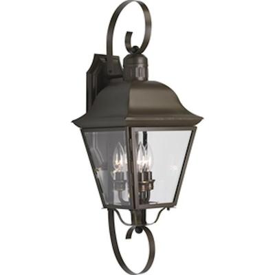 Progress Lighting 568918 - 3 Light Antique Bronze with Clear Beveled Glass Wall Light Fixture (THREE-LIGHT WALL LANTERN (P5689-20))