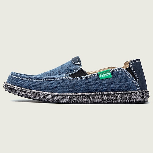 Herren Loafer Slip On Komfort-Müßiggänger Leinwand Komfortabel Rutschfest Halbschuhe Blau Khaki Grau Image