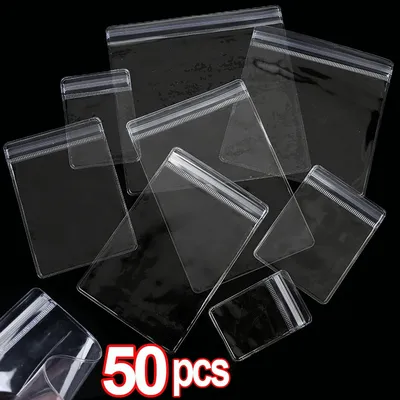10/50Pcs Transparent PVC Jewelry Pouches Bag Anti-Oxidation Zip Lock Storage Bag for Earring Necklace Bracelet Display Packaging