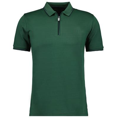 Poloshirt RAGMAN, Herren, Gr. L, grün (dunkelgrün, 357), 52% Baumwolle 45% Polyester 3% Elasthan, casual, regular fit, hoch geschlossener Ausschnitt, Kurzarm, Shirts Image