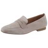 Loafer GABOR, Damen, Gr. 36, grau (hellgrau), Ziegenveloursleder, unifarben, klassisch, Schuhe, Slipper,Businessschuh mit dezentem Blockabsatz