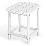 GVN 18 Inch Side Table for Garden Yard Patio-White Teak Wood Side Table with Storage Indoor and Outdoor Wooden Furniture for Deck Porch Balcony Living Room