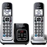 Panasonic Expandable Cordless Phone System Bluetooth Pairing for Wireless Headphones and Hearing Aids Smart Call Block Bilingual Talking Caller ID 2 Handsets - KX-TGD892S Silver/Black
