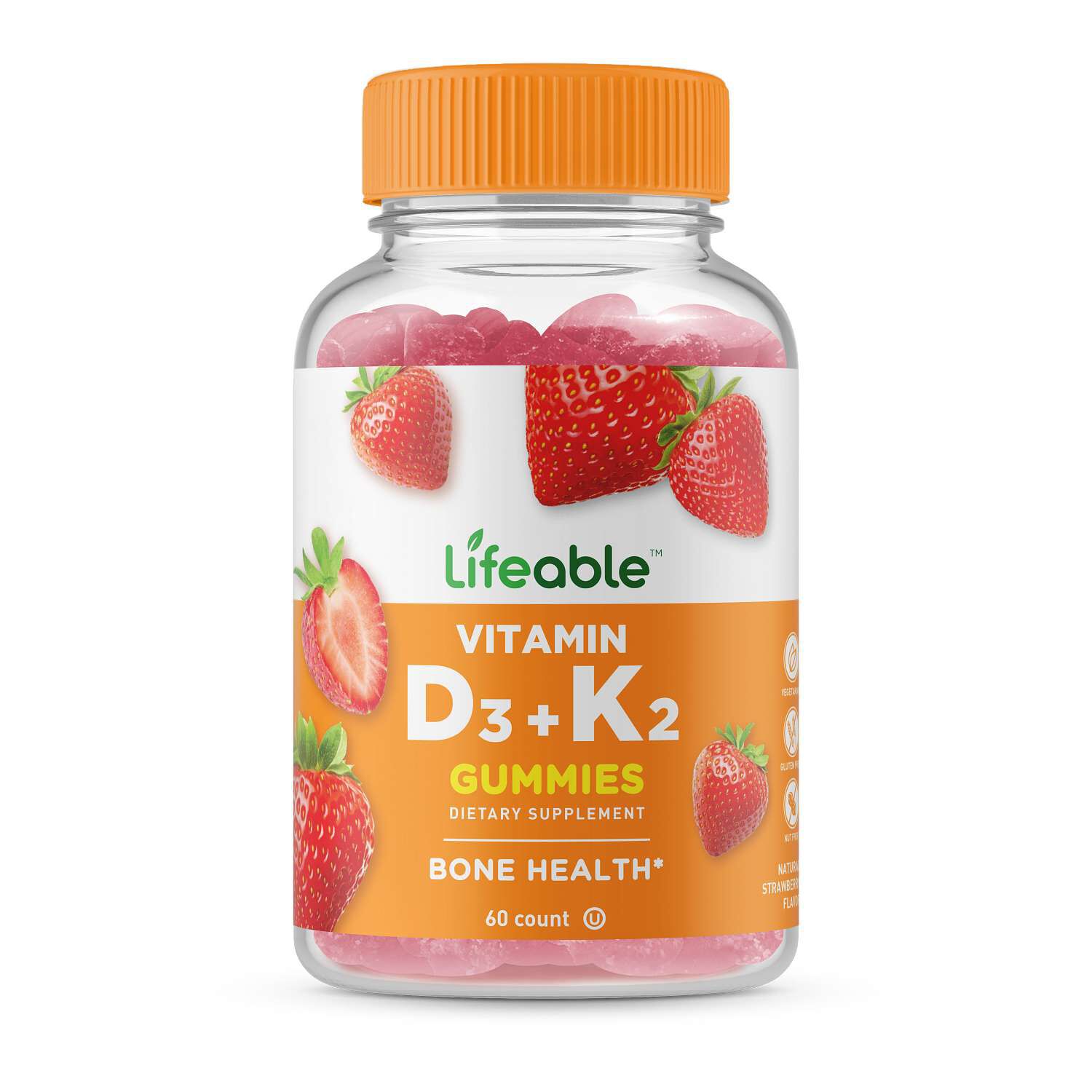Vitamin D3 + K2 Gummies - Strawberry 60 (30 Servings)