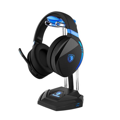 SADES Gaming-Headset ""SADES Warden I SA-201 Gaming Headset, Wireless, schwarz/blau, USB"", blau, B:24,8cm H:24cm T:7,2cm, Kopfhörer