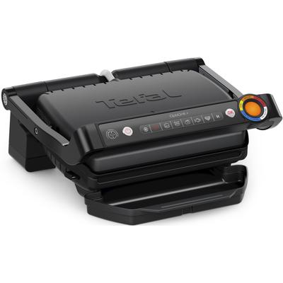 Kontaktgrill TEFAL "GC717810 OptiGrill+" Kontaktgrill_Standgrill_Tischgrill_Teppanyakigrill schwarz (schwarz/gebürsteter edelstahl) erneuerte Kochstufenanzeige, 6 Automatikprogramme, inkl. Rezeptbuch