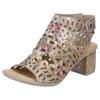 Sandalette RIEKER, Damen, Gr. 38, bunt (beige multi), Lederimitat, metallic, elegant, Schuhe, Sommerschuh, Sandale, Blockabsatz, mit modischer Schaftgestaltung