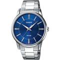 Quarzuhr CASIO COLLECTION Armbanduhren edelstahlfarben, blau Herren Uhren Armbanduhr, unisex, analog, Neo-Display