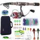 KYATON Fishing Rod and Reel Combos - Carbon Fiber Telesfishing Pole - Spinning Reel 12 +1 Bb with Carrying Case for Saltwater and Freshwater Fishing Gear Kit/Sier/2.7M/8.85Ft Rod+4000 Reel