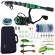 KYATON Fishing Rod and Reel Combos - Carbon Fiber Telesfishing Pole - Spinning Reel 12 +1 Bb with Carrying Case for Saltwater and Freshwater Fishing Gear Kit/Green/2.7M/8.85Ft Rod+4000 Reel