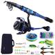 KYATON Fishing Rod and Reel Combos - Carbon Fiber Telesfishing Pole - Spinning Reel 12 +1 Bb with Carrying Case for Saltwater and Freshwater Fishing Gear Kit/Blue/2.7M/8.78Ft-Sd4000