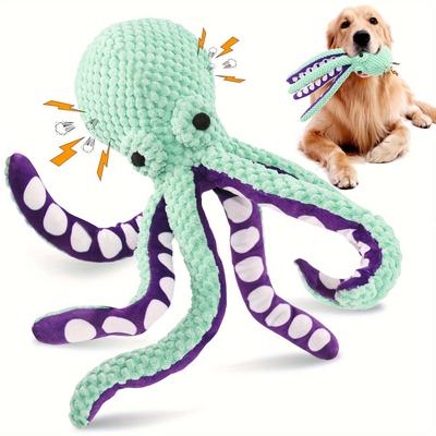 TEMU 1pc Octopus Design Pet Grinding Teeth Squeaky Plush Toy, Chewing Toy For Dog Interactive Supply