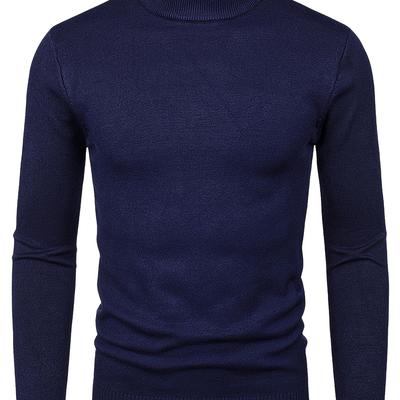 Men's Long Sleeve Turtleneck Knitted Sweater, Men'...