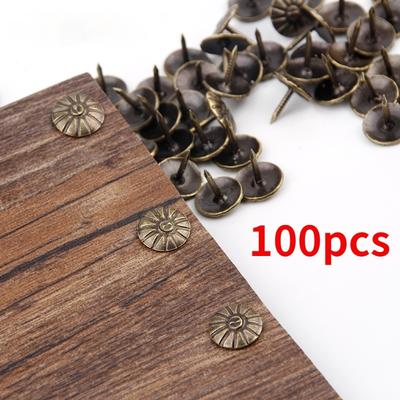100pcs Antique Brass Decorative Nails Tacks For Jewelry Gift Box Table Pushpins Furniture Hardware Woodwork Tool 11x16mm