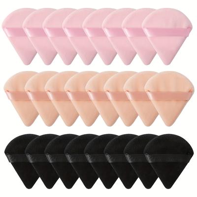 24 Pieces Powder Puff For Face Powder, Triangle Makeup Puff, Velour Triangle Face Puffs For Setting, Contouring, Under Eyes, And Corners, Beauty Tool With Strap