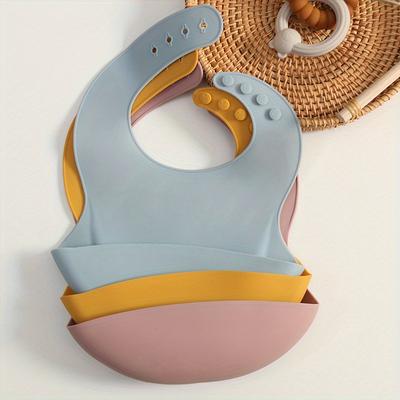 3pcs Food Grade Silicone Baby Bibs Neutral Colors ...