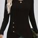 Ribbed Button Decor Crew Neck T-shirt, Casual Long Sleeve Top For Spring & Fall, Women's Clothing