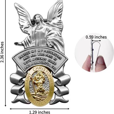 Guardian Angel Visor Clip St Saint Christopher Angel Visor Clip Accessories Bless Driving Safety Religious Gift For Driver, Parent, Family, Friend