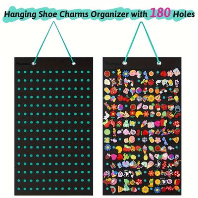 Shoe Charms Organizer, Hanging Shoe Charm Holder With 180 Holes, Portable Shoe Decoration, Wall Mounted Display Holder For Shoe Charms (clog Shoe Charms Not Included)