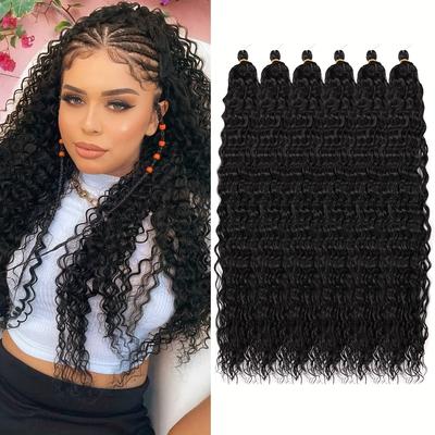 30 Inch Long Soft Ocean Wave Braiding Crochet Hair Extensions Deep Wave Crochet Hair Extensions Soft Curly Crochet Synthetic Hair Extensions For Women Girls