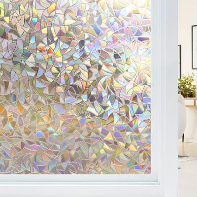 1 Roll Of Rainbow Decorative Window Film, 5 Styles Stained Window Privacy Film, Frosted Glass Static Cling Film For Glass Door Home, With Installation Instruction And Scraper
