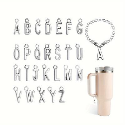 1pc Alphabet Letter Charm Accessories For Stanley Cup, Id Name Initial Letter Chain Charm For Stanley Tumbler Cup Identification Handle Charms