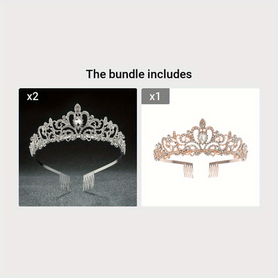 Rhinestone Crown Princess Crown With Comb Bridal Wedding Head Jewelry Accessories
