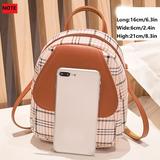 Plaid Backpack With Adjustable Straps, Cute Small Women's Backpack, Zipper Casual Shoulder Bag, Mobile Casual Phone Bag, Casual Camera Bag, Lipstick Bag, Key Bag