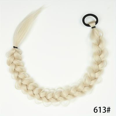 Braided Long Ponytail Extensions With Elastic Band Hair Synthetic Fiber 24inch Blonde Braids Tail Hair Accessories For Party Daily Use