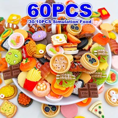 10/30/60pcs Miniature Food Toys Mixed Styles Resin...