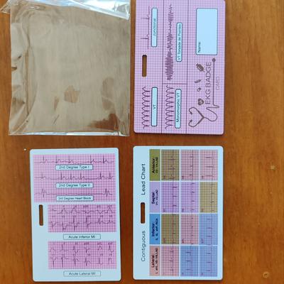 TEMU 3pcs Ekg Badge Cards For Nurses - Dual-sided Heartbeat Rate & Rhythm Cheat Sheets, Pp Material, With Lead Chart & , Medical Reader Accessories, Training | Educational Cards | Clear Labeling