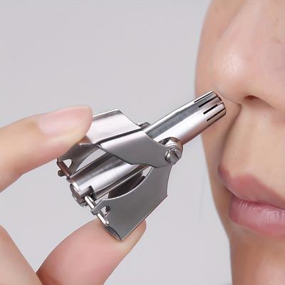 Portable Stainless Steel Nose Hair Trimmer - Washable, Manual Razor For Easy Nose Hair Removal