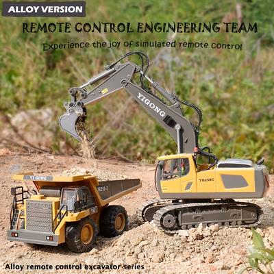 11 Channel Alloy Remote Control Excavator Simulation Electric Engineering Vehicle Large Digging Engineering Boys Children's Toys Christmas Halloween Thanksgiving Gift