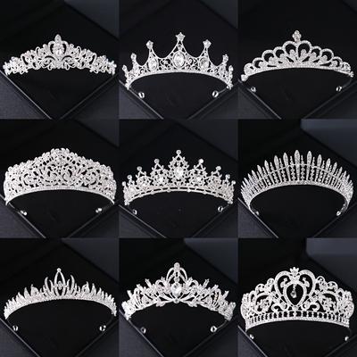 Silvery Crystal Bridal Tiara And Crown Headband Fo...
