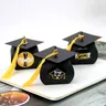 24pcs congratulazioni Grad Cap Shape Treat Boxes festa di laurea Candy Box Decor Gifts