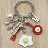 Porte-clés de cuisine à domicile lettre A-Z nouveau porte-clés de cuisine à domicile œuf frit