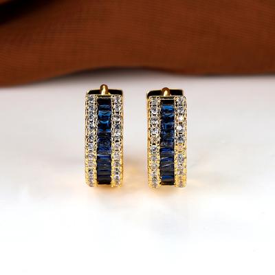TEMU 1 Pair Golden Zirconia Hollow Hoop Earrings Vintage Exquisite Zirconia Earrings For Bridal Gifts Image