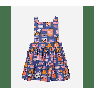 Worthy Threads Pinafore Dress - Tin Can Flowers - Blue
