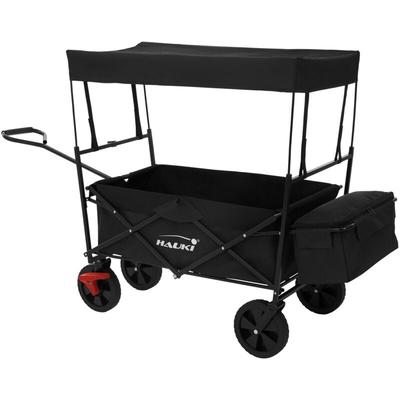 Hauki - Bollerwagen l faltbar mit Dach, Schwarz, Handwagen klappbar, Transportwagen für Kinder, Image