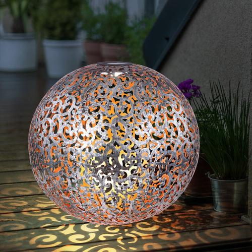 Solarleuchte Windlicht Solar Garten Kugel orientalsichLED Steckleuchte IP44, Erdspitz, Metall