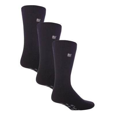 Wärmehalter - 3 Paar Multipack Herren Pantoffelsocken mit Griffen für den Winter | dicke, rutschfeste Thermosocken - schwarz / grau Image