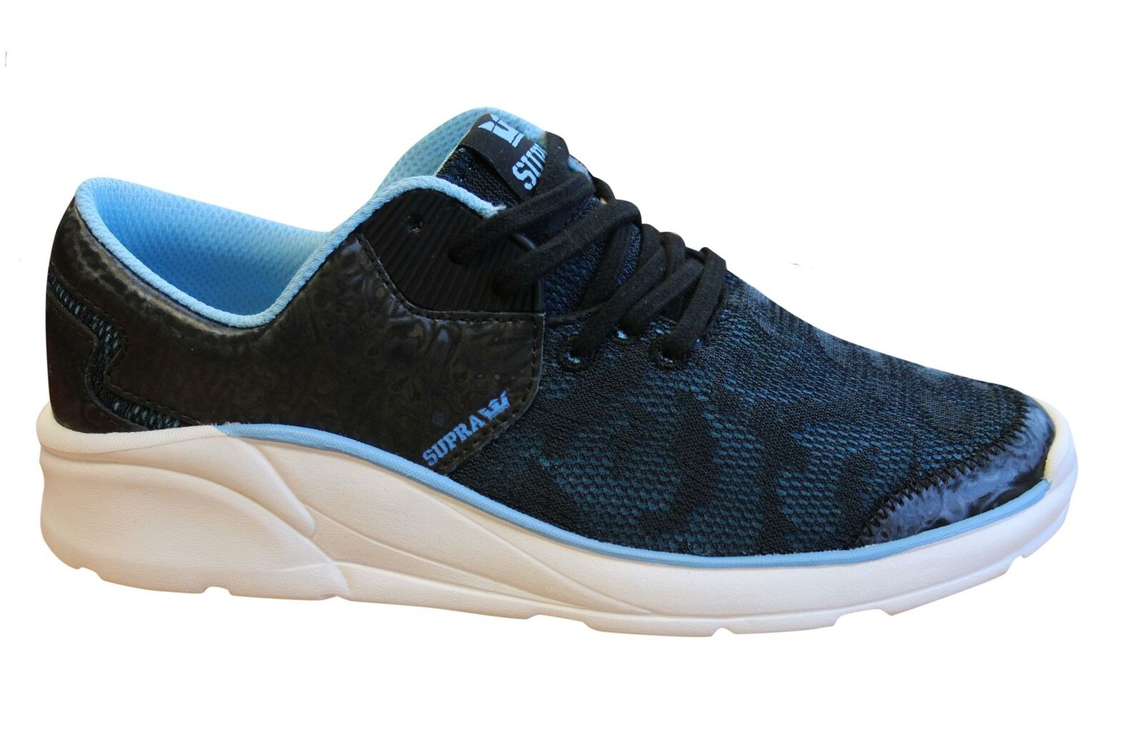Supra Noiz Womens Trainer Black Blue Pea -up lässige Laufschuhe 98026 069