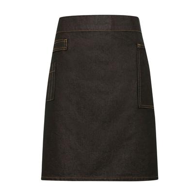 Premier Unisex Adults Division Waxed Look Denim Waist Apron (Schwarz/Tan Denim) Image