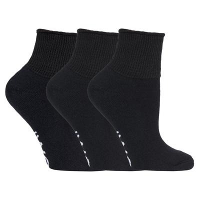 IOMI - 3 Paar Baumwolle gepolstert diabetischen Socken für geschwollene Füße und Beine - Schwarz Image
