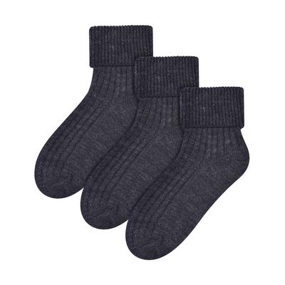 3 Paar Woll-Bettsocken für Damen | Steven | Luxuriöse warme Lounge-Schlafsocken, Anthrazit Image
