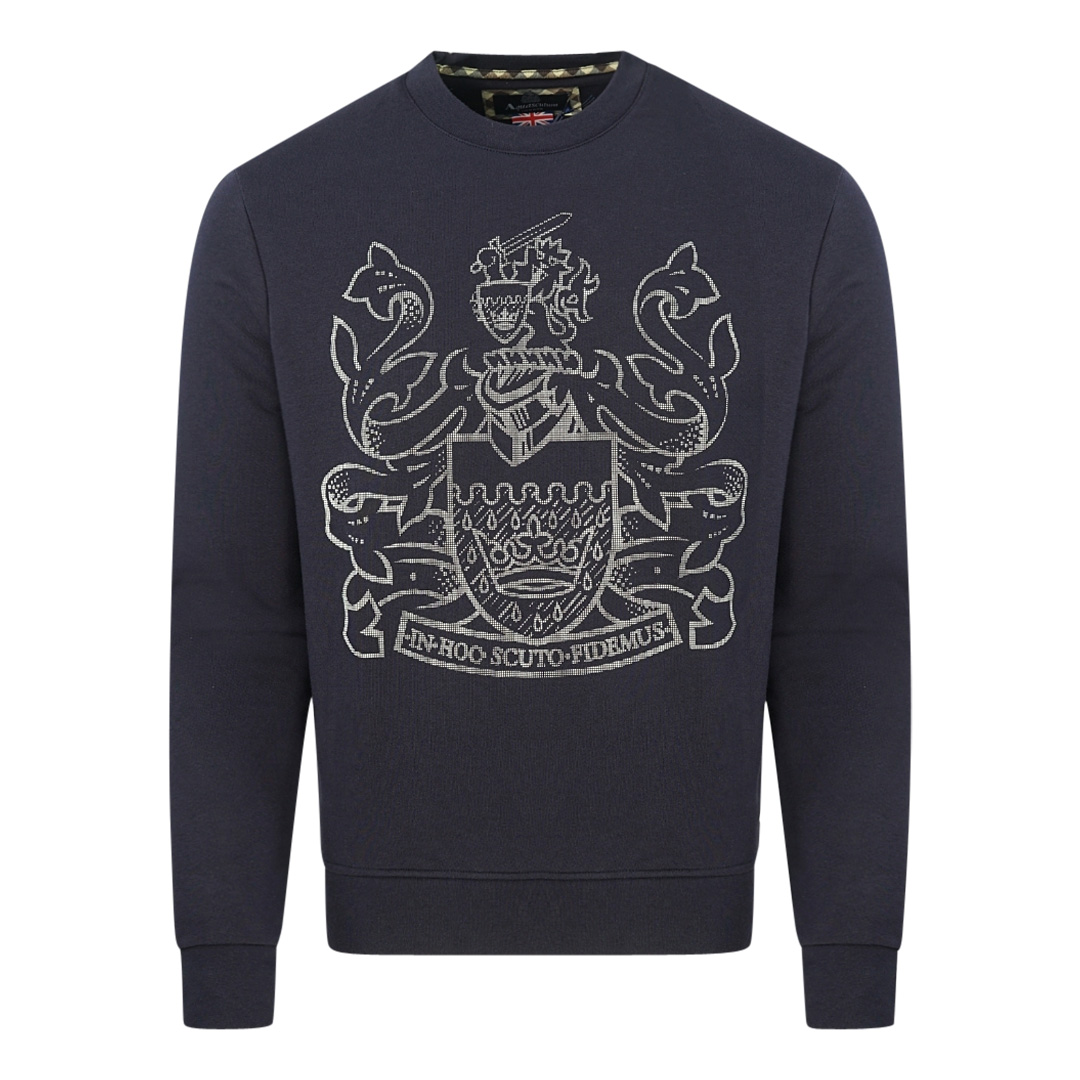 Aquascutum Pixel Aldis Logo Marineblaues Sweatshirt Image